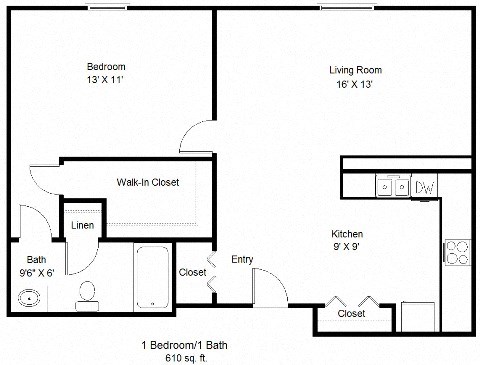 1 Bedroom Floor Plan